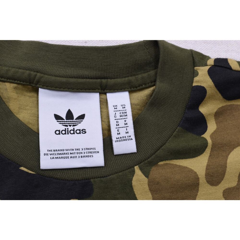 adidas Originals Mens Medium Camo Trefoil Graphic T-Shirt Green Camouflage Print - Picture 7 of 8